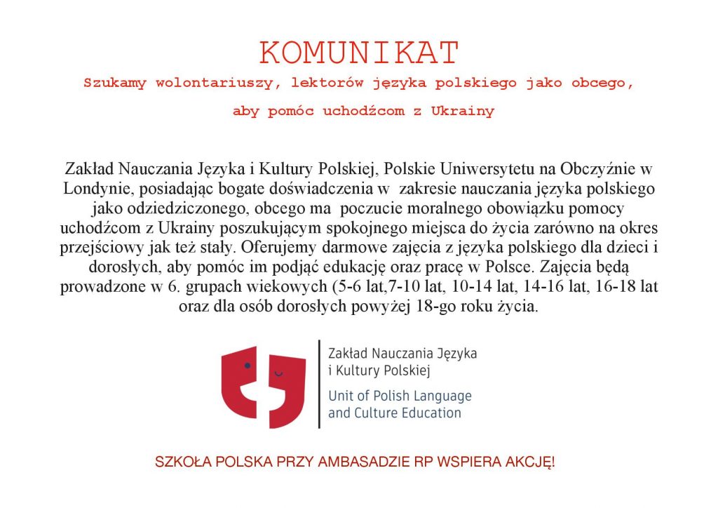 SZKOŁA POLSKA WSPIERA AKCJĘ!