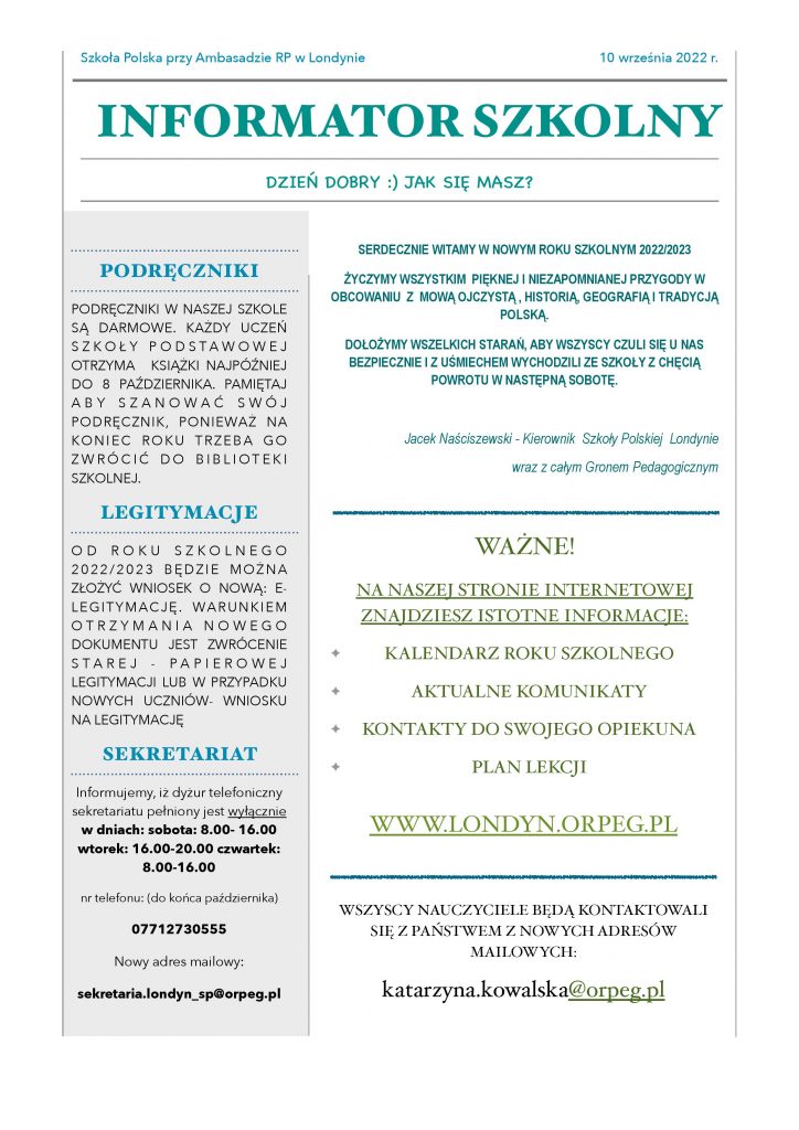 INFORMATOR SZKOLNY
