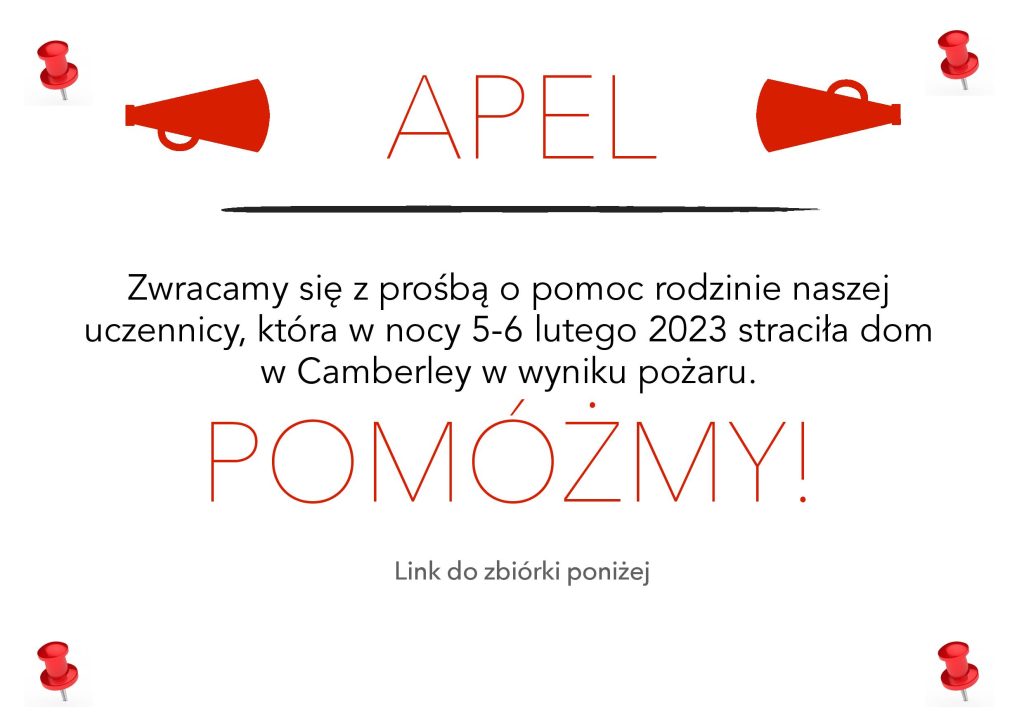APEL- POMAGAMY RODZINIE NASZEJ UCZENNICY