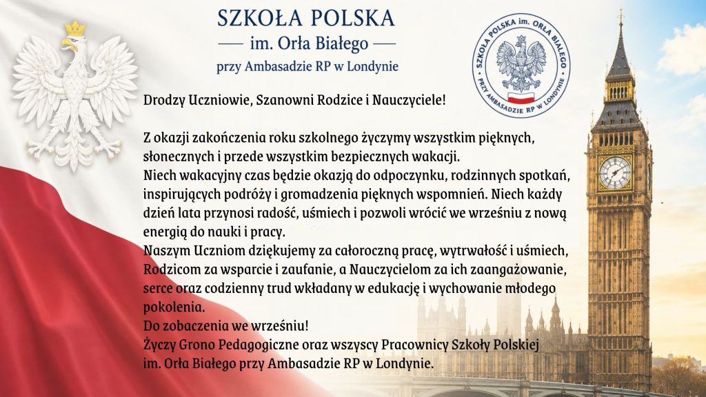 Bezpiecznych i słonecznych wakacji!